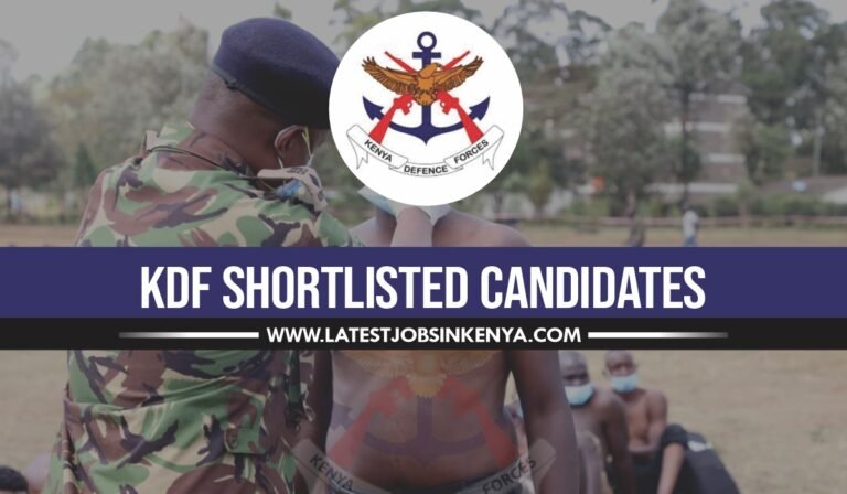 Kenya Defence Shortlisted Candidates 2023/2024 KDF Shortlist Pdf Download